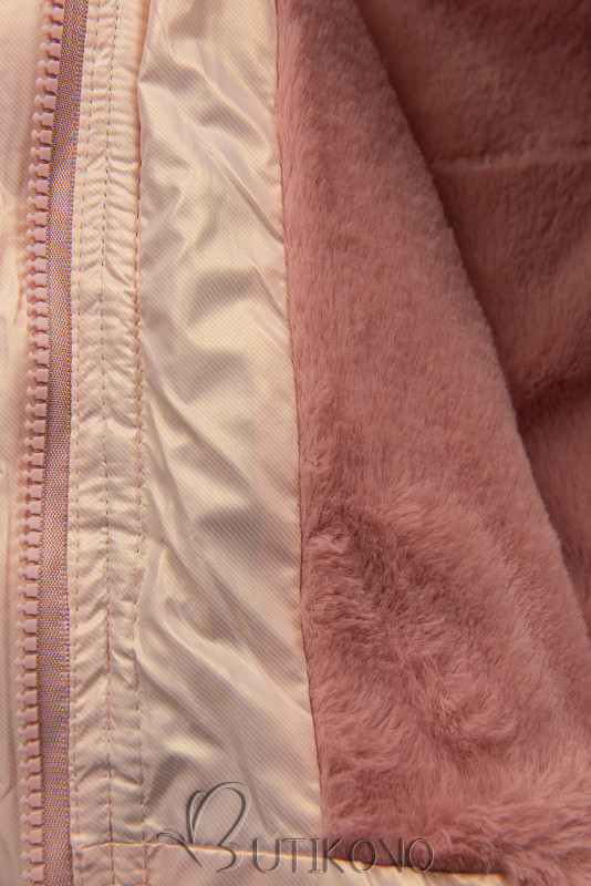Růžová dětská bunda s odnímatelnou kapucí