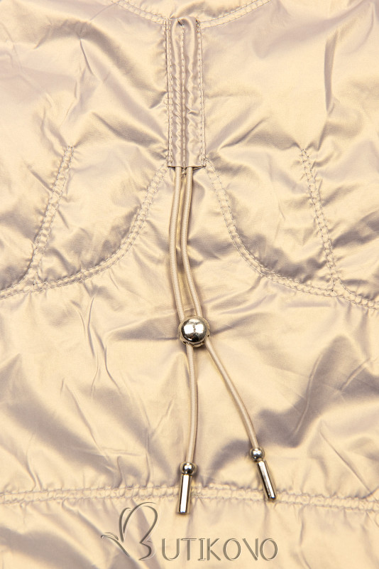 Perleťově zlatá přechodná bunda s kapucí