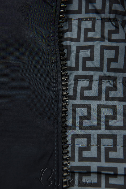Tmavě modrá/šedá prošívaná oboustranná bunda