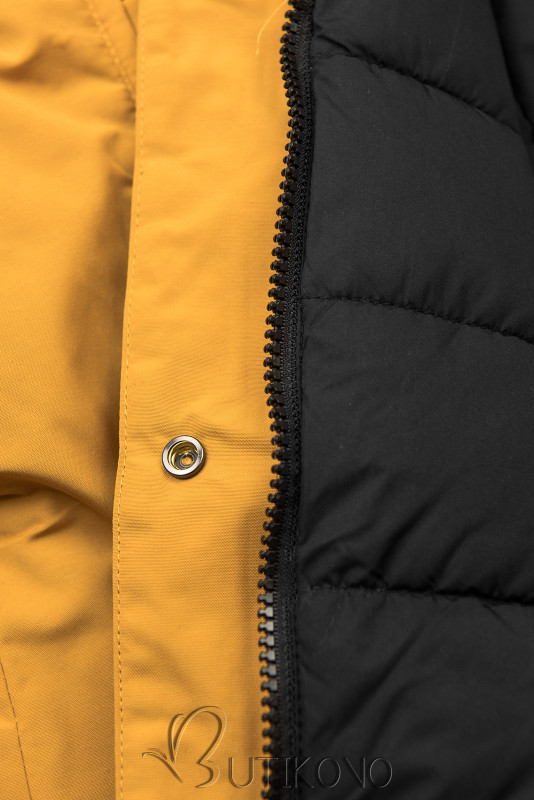 Žlutá/černá oboustranná zimní bunda