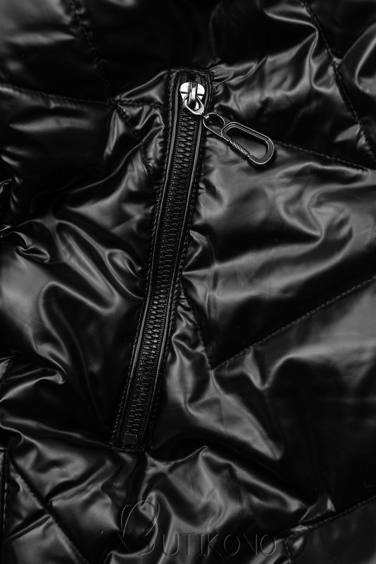 Černá lesklá zimní bunda