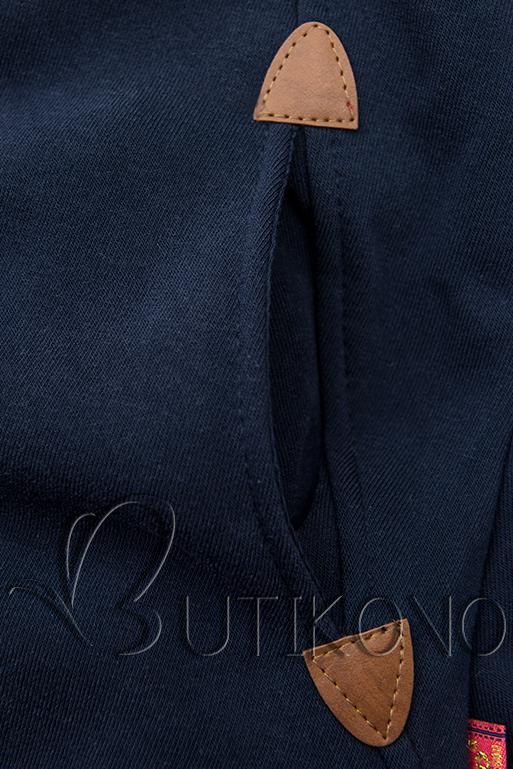 Prodloužená mikina s kapucí tmavě modrá/šedá