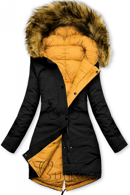Černo-žlutá oboustranná zimní bunda