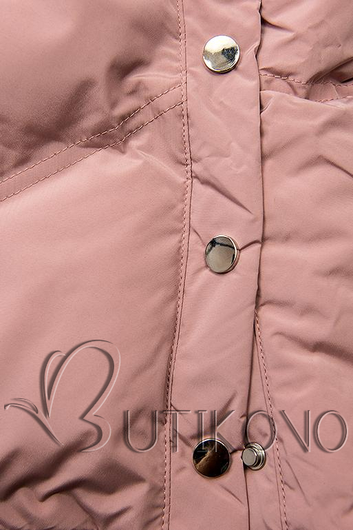 Růžová prošívaná zimní bunda