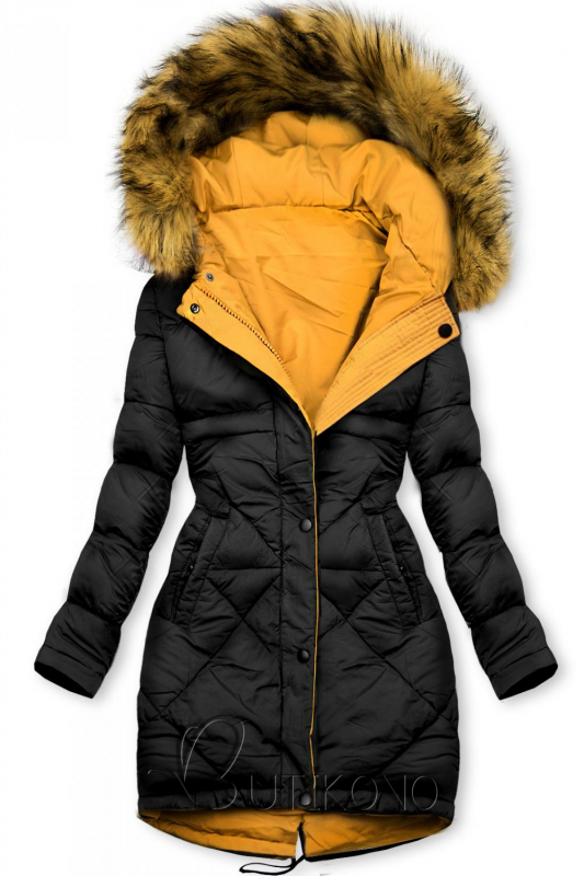 Žluto-černá oboustranná zimní bunda