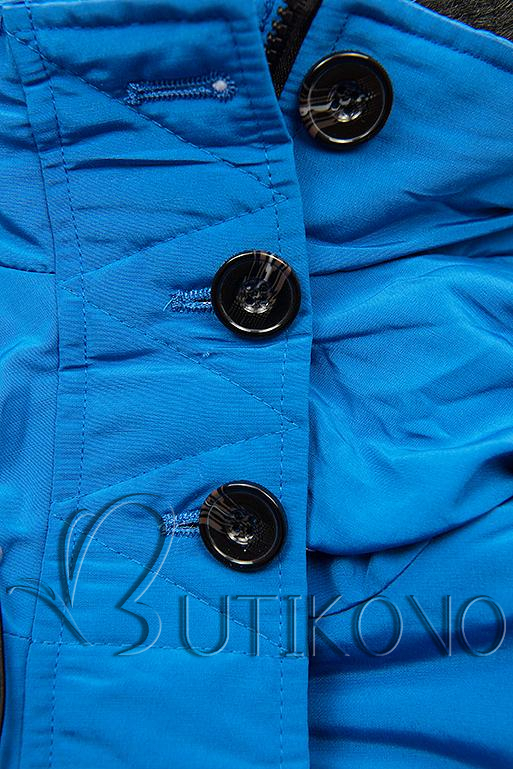 Kobaltově modrá zimní bunda s vysokým límcem