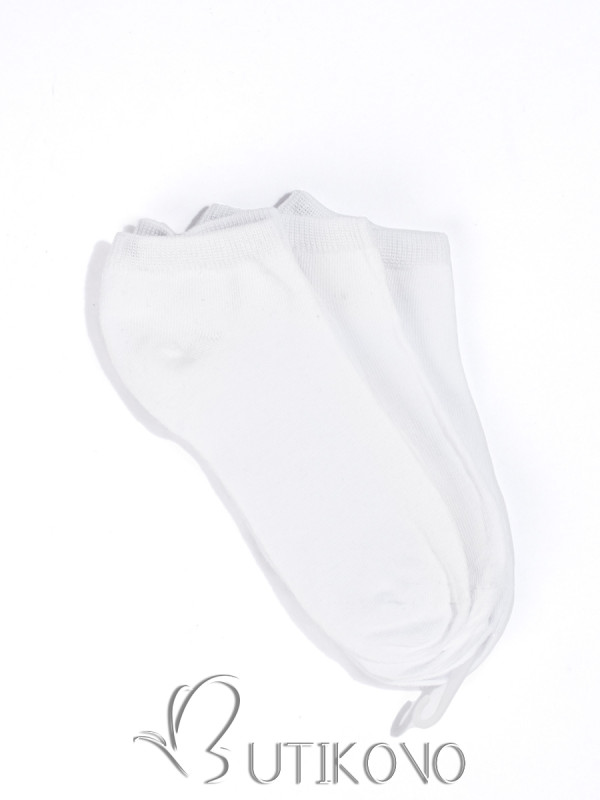 Nízké dámské bílé ponožky - trojbalení