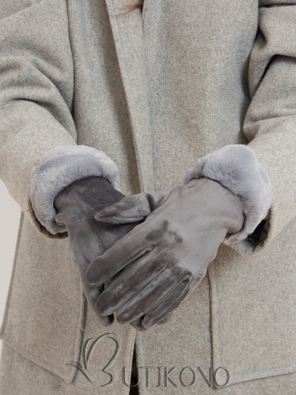 Šedé dámské rukavice na zimu