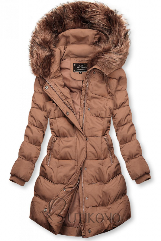 Starorůžová zimní bunda s kapucí