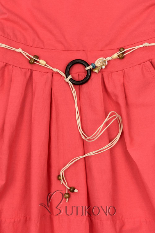 Korálově růžové midi šaty v basic stylu