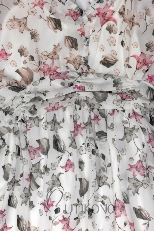 Bílé maxi šaty s květinami Lussy