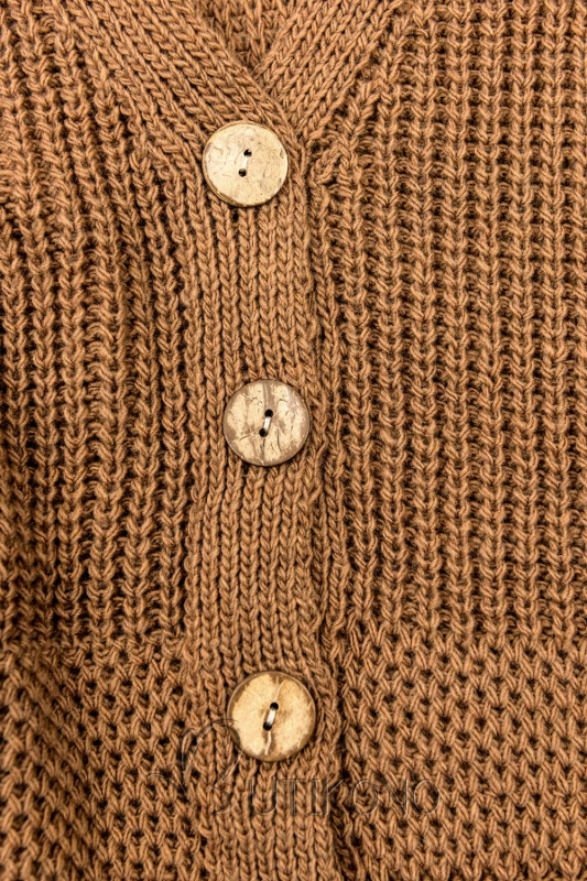 Hnědý pletený svetr na knoflíky