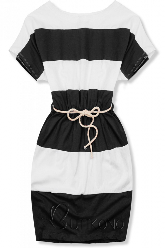 Pruhované černo-bílé šaty