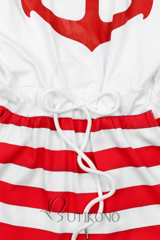 Červeno-bílé šaty s kotvou