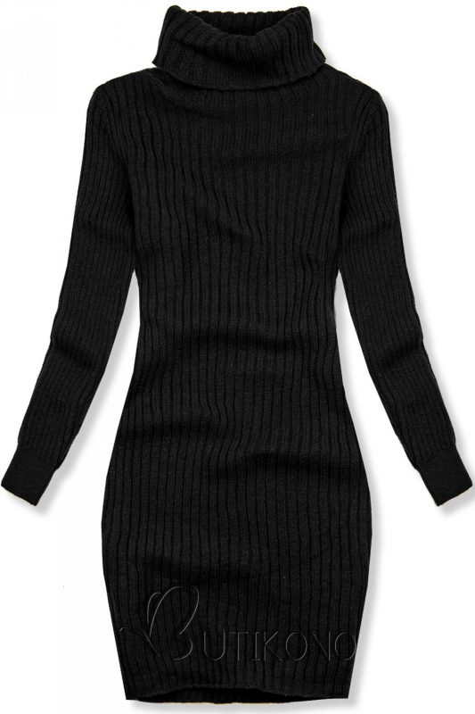 Černé pletené rolákové šaty