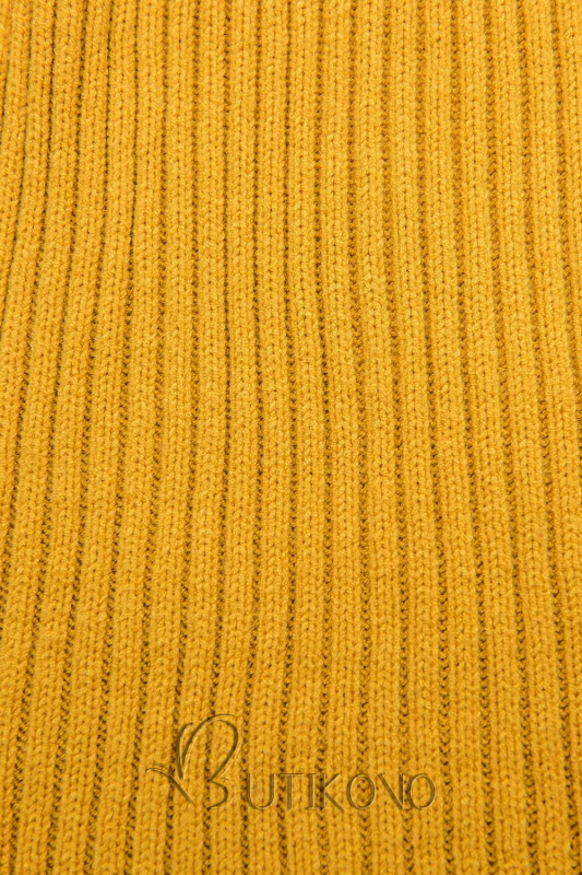 Žluté pletené rolákové šaty