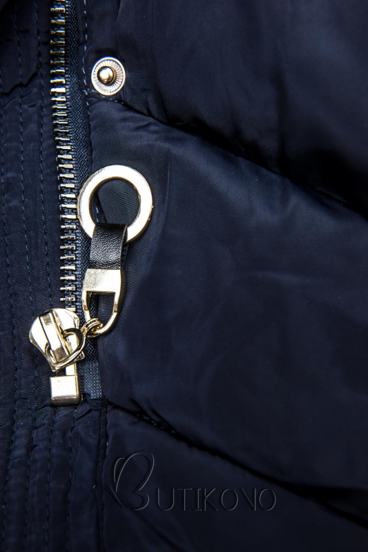 Modrá zimní bunda s teplým plyšovým límcem