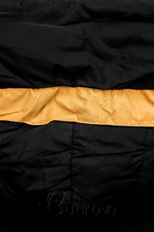 Černá bunda se žlutým lemem