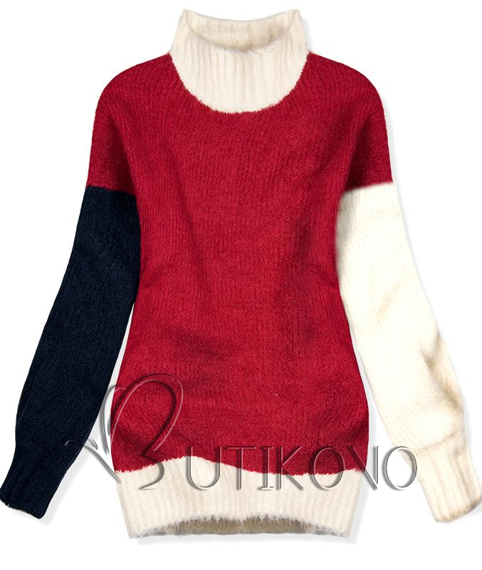 Červený oversized pulovr