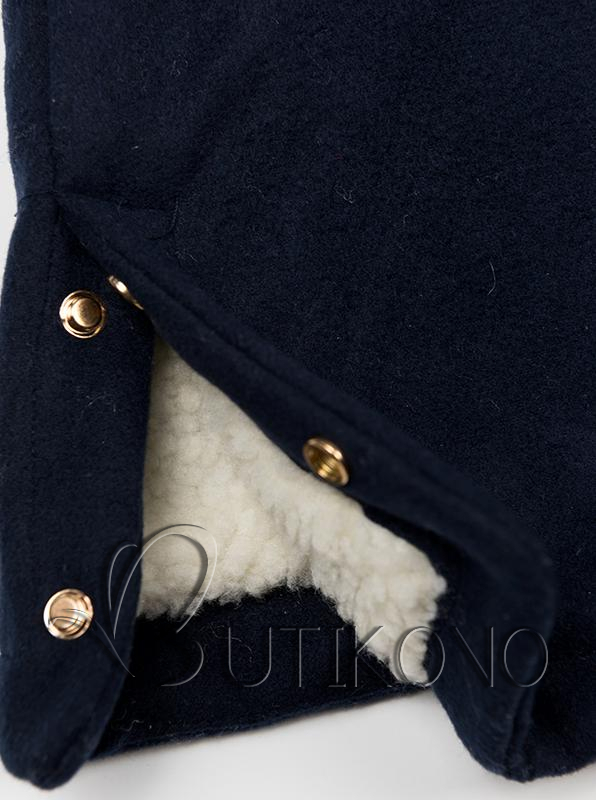 Zimní kabát s kožešinovou podšívkou tmavě modrý