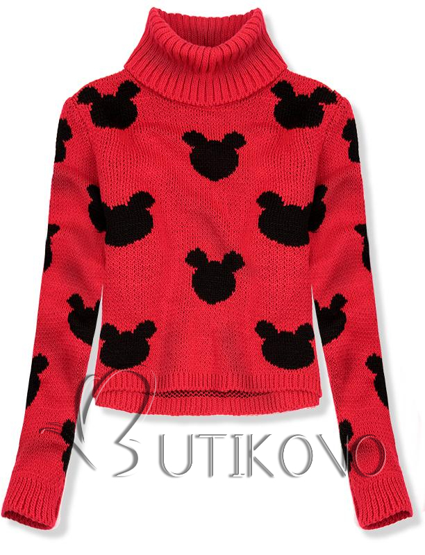 Červený krátký svetr Mickey