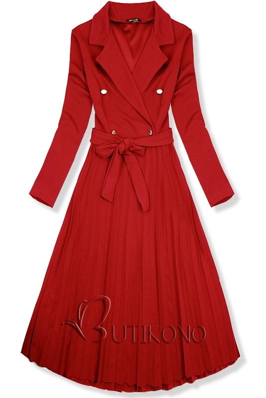 Červené dlouhé šaty se skládanou sukní