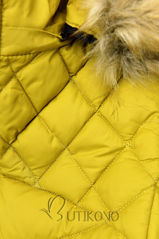 Žlutá zimní bunda s prošíváním