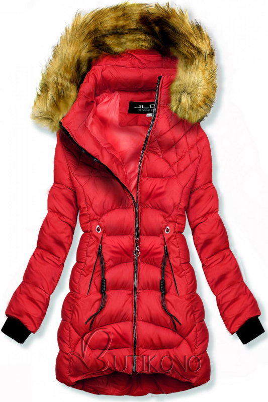 Červená zimní bunda s prošíváním