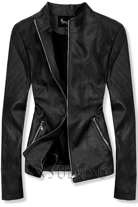 Černá koženková bunda Plus Size