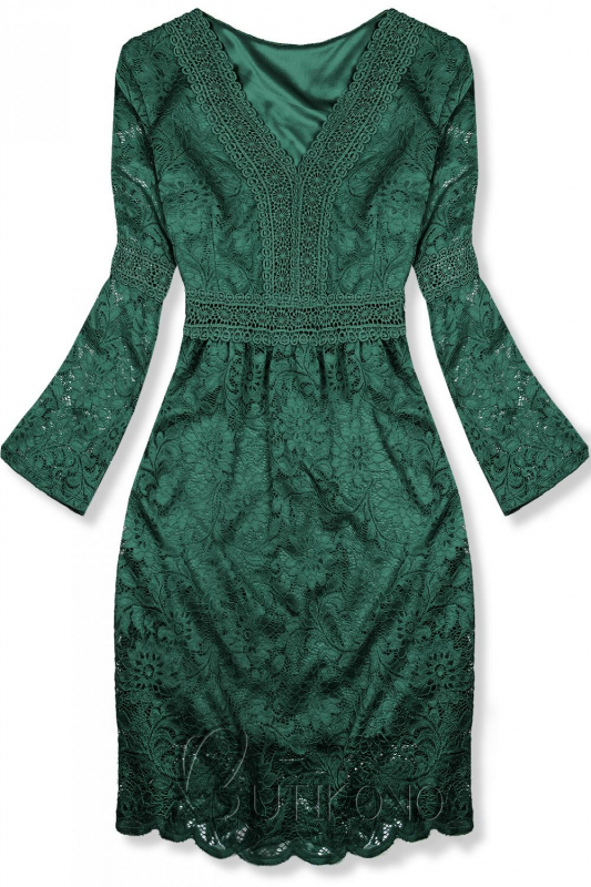 Zelené elegantní krajkové šaty