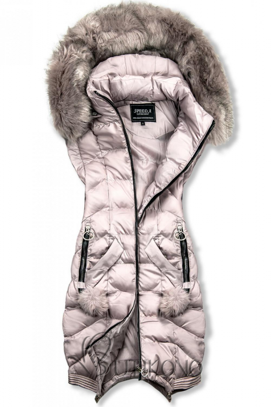 Růžová prodloužená zimní bunda/vesta