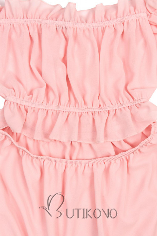 Pudrově růžové letní dlouhé šaty