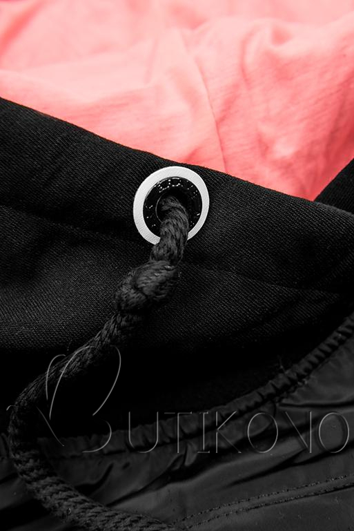 Černo-růžová tepláková souprava s kombinovanými materiály