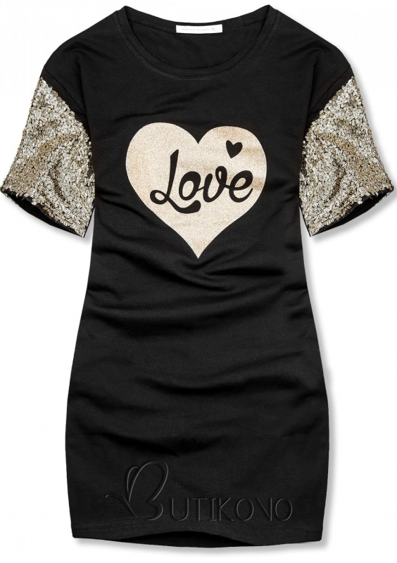 Černé dámské tričko s motivem Love
