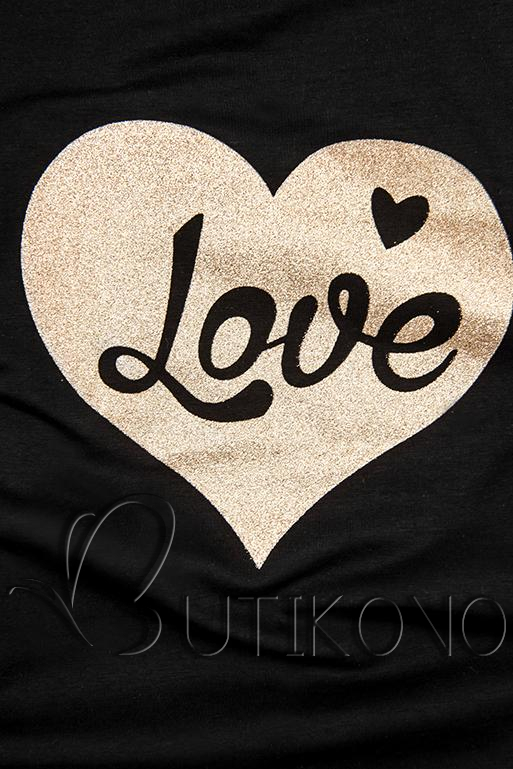 Černé dámské tričko s motivem Love