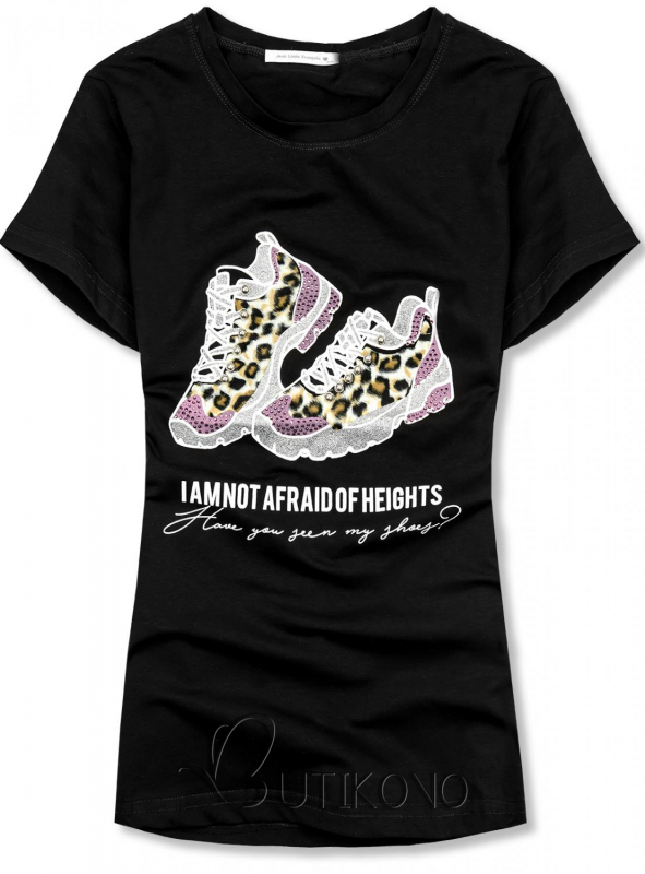 Černé dámské tričko s motivem bot