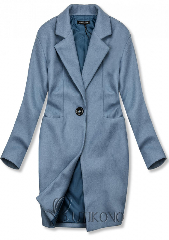 Modrý jarní kabát se zapínáním na knoflík