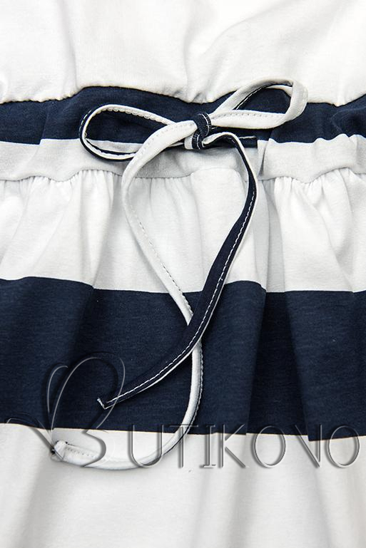 Modro-bílé pruhované šaty s krajkou X.