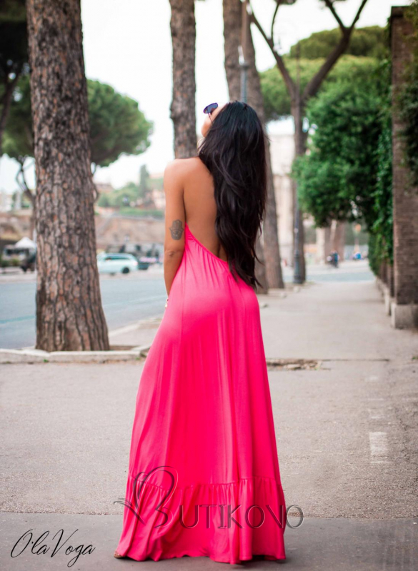 Tmavě růžové šaty MAXI BEACH/O'la Voga