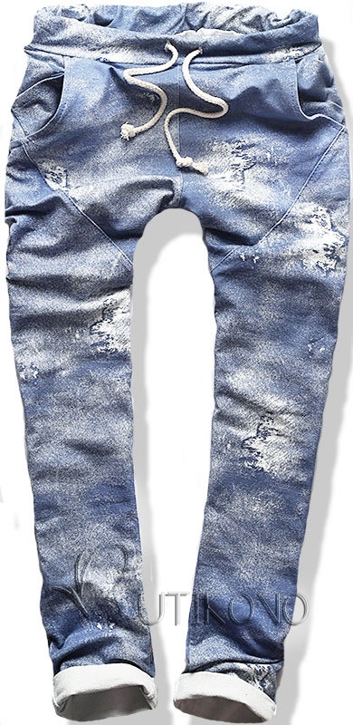 Kalhoty Jeans potisk modré SD65