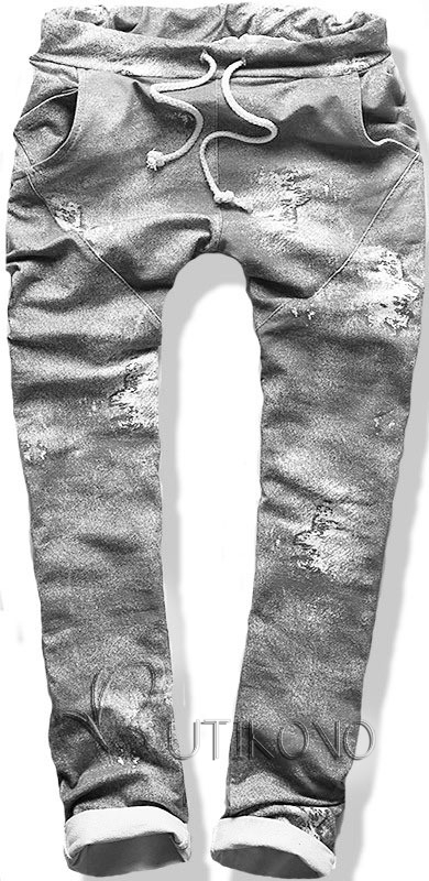 Kalhoty Jeans potisk šedé SD65