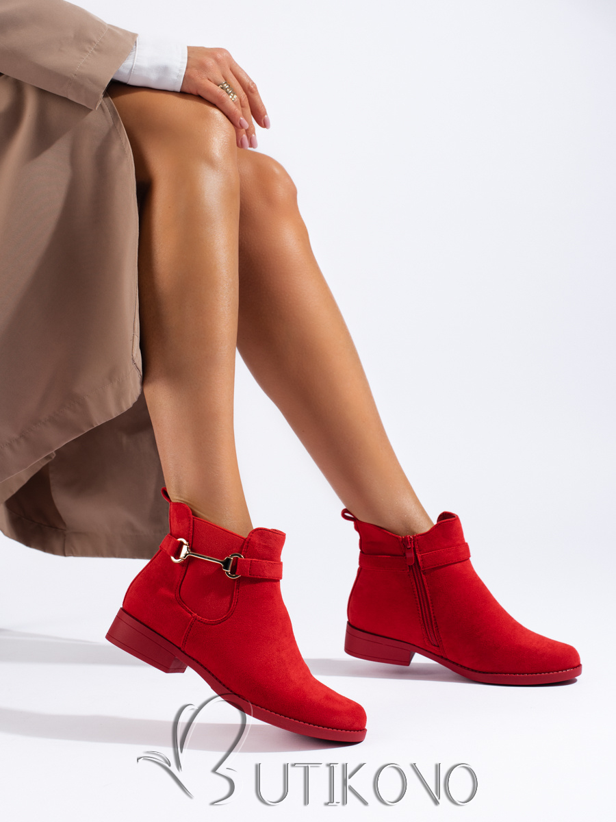 Červené nízké semišové boty