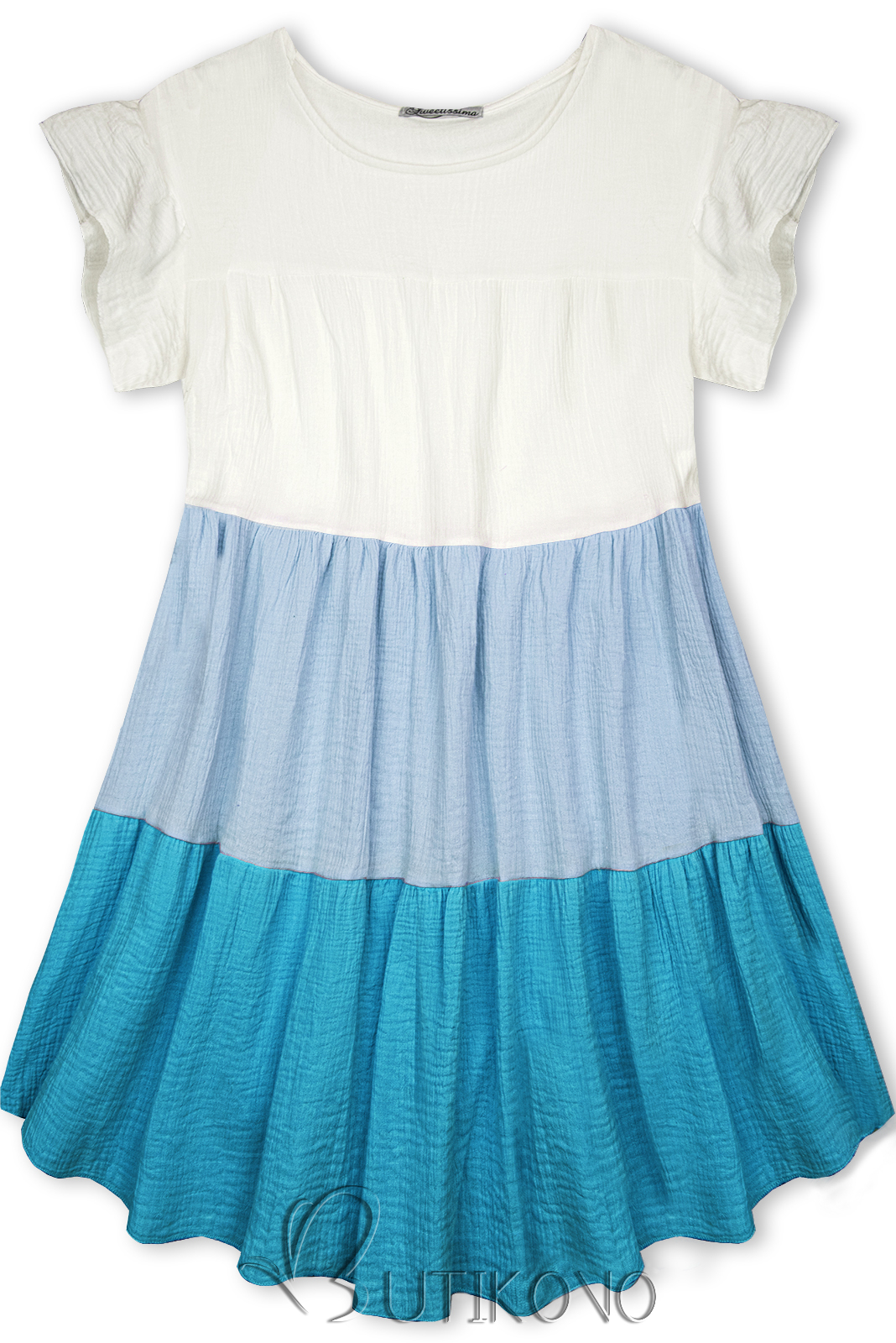 Bavlněné šaty bílá/baby blue/tyrkysová