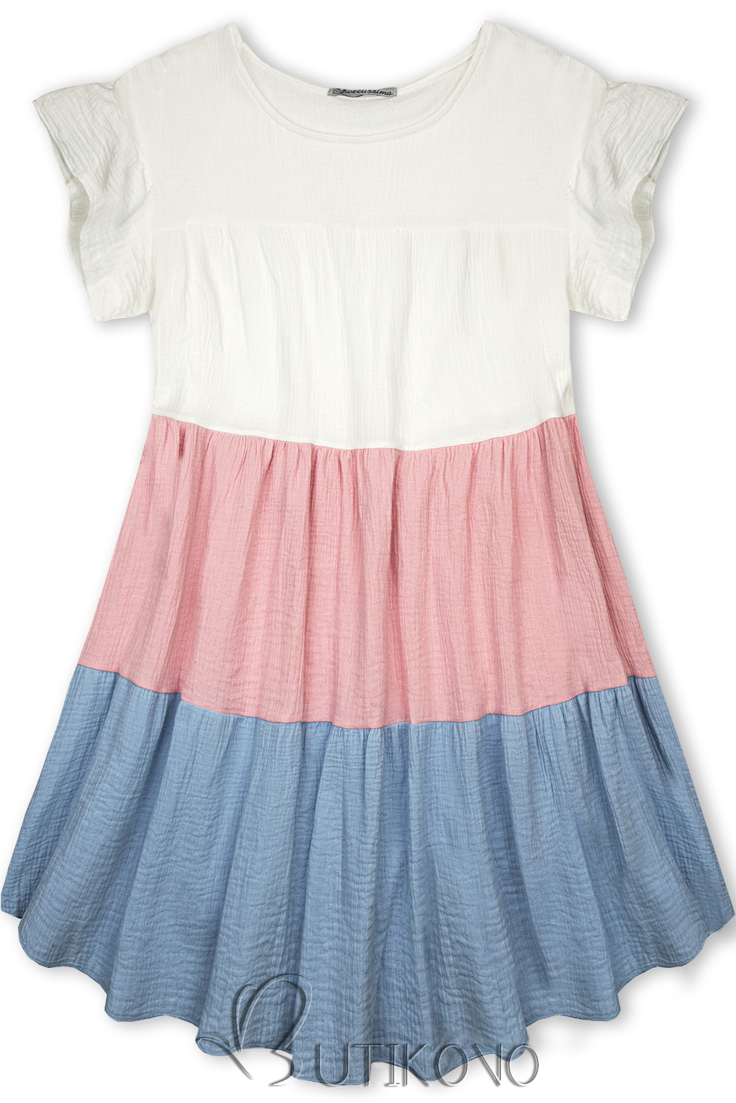 Bavlněné šaty bílá/růžová/modrá