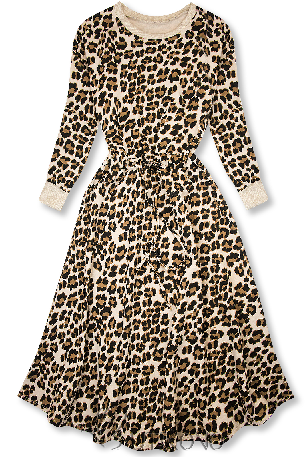 Béžové maxi šaty s leopardím vzorem