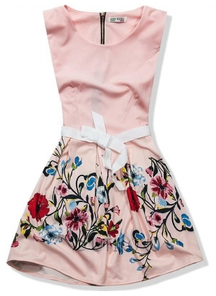 Růžové květinové šaty 101-5