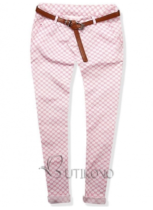 Bílo - růžové kalhoty 102-10