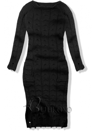 Černé pletené šaty 7295