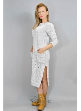 Bílé pletené šaty 7295