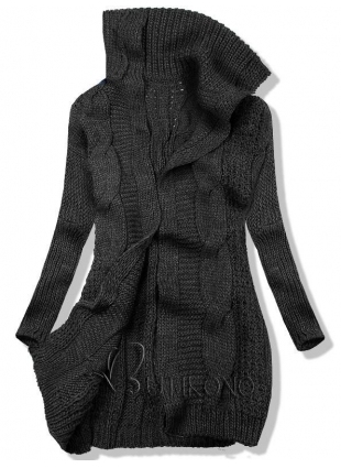Pletený černý svetr s límcem 10108